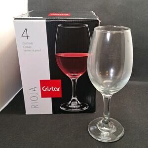 Goblet Glasses Cristar Clear 13oz Rioja Set of 4 Stemmed Water Wine Champagne 8"
